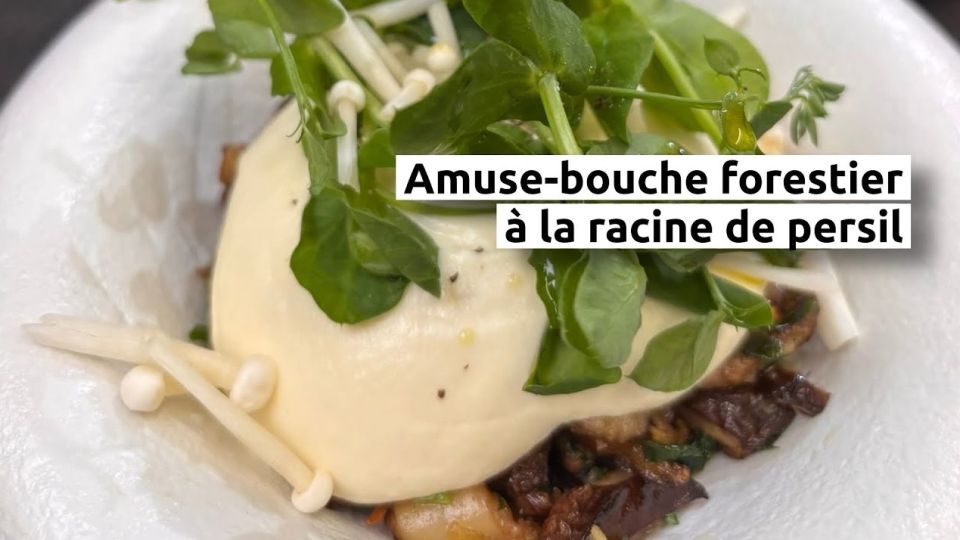A feu doux : La Pizzeria du Château #1 Amuse-bouche forestier à la racine de persil