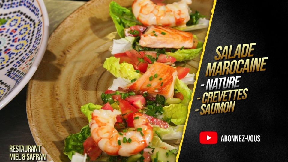 A feu doux : Miel & Safran #01 Salade marocaine : nature, crevettes et saumon