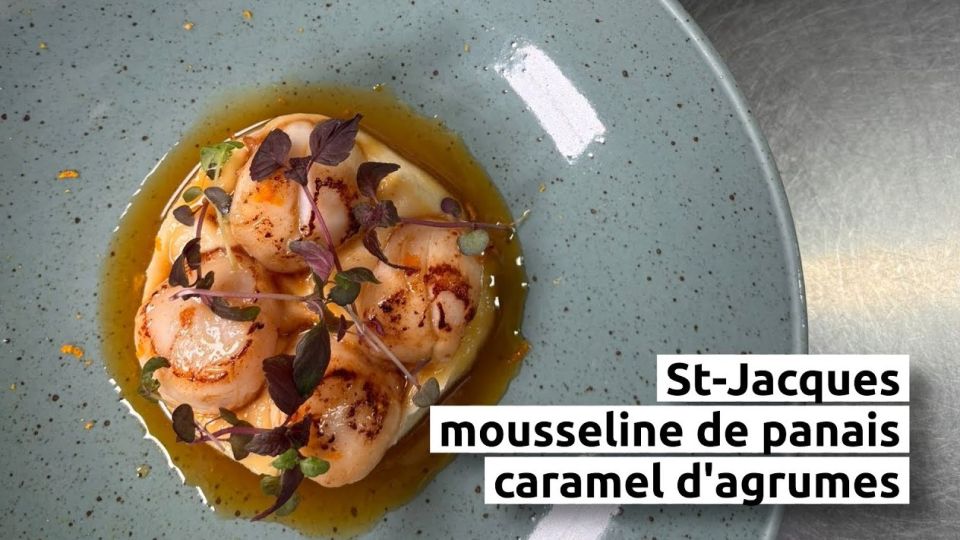 A feu doux : Le Bistrot 25 #2 St-Jacques, mousseline de panais et caramel d'agrumes
