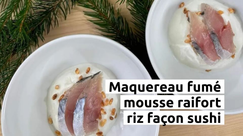 A feu doux : Les jardins de Sophie #01 Maquereau fumé, mousse raifort, riz façon sushi